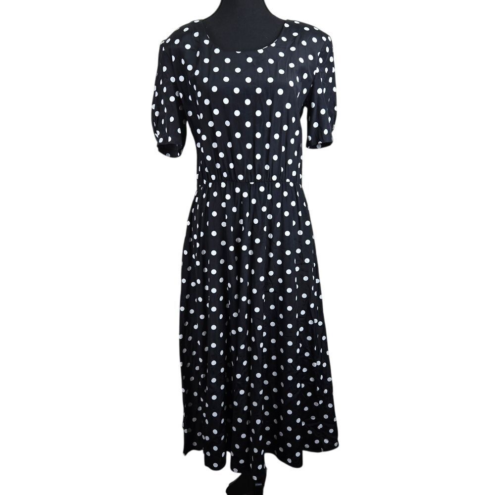 Vintage My Michelle Womens Polka Dot Dress Size 10 Midi Retro 80s Classic‎ Artsy